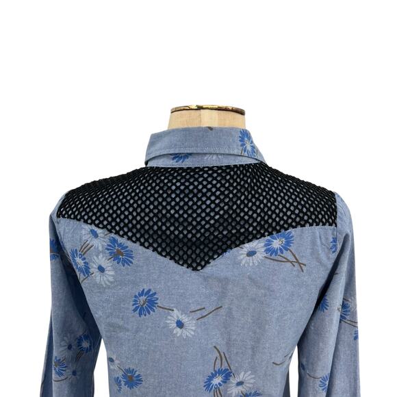 One Teaspoon Wild‎ Saloon Chambray Shirt Top Button Down Floral Blue Size XS - Picture 9 of 15